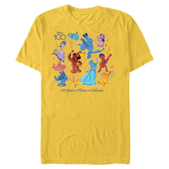 Disney 100 Years of Music and Wonder Color Fill D100 - Short Sleeve Blended T-Shirt for Adults - Customized-Yellow