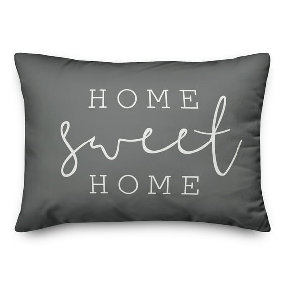 Creative Products Home Sweet Home Thin Script Grey and White 14x20 Indoor / Outdoor Pillow