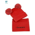 thumbnail image 4 of Deago 2Pcs Newborn Kids Baby Boy Girl Pompom Hat Winter Warm Knit Bobble Beanie Cap Scarf Set (Red), 4 of 7