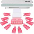 thumbnail image 1 of Kit de herramientas de eliminación de gel para uñas, con clip para quitar esmalte rosa, raspador de cutículas, cepillo para uñas de gel, almohadilla para limpiar uñas, exfoliante para lima de uñas, 1 of 5