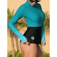 thumbnail image 3 of Charmo Womens Crew Neck Swim Tops Grandient UPF 50+ Rash Guard Long Sleeve Swim Shirts with Thumb Hole, 3 of 7