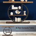 thumbnail image 4 of Industrial 4-Tier Console Table - 41.3" Rustic Brown with Circular Metal Base, 1.57" Thick Tabletop, Narrow Design for Entryway, Hallway, Living Room, Behind Couch, 4 of 8