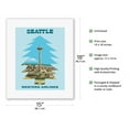 thumbnail image 2 of Seattle - Western Airlines - Vintage Travel Poster c.1970s - Fine Art Rolled Canvas Print 11in x 14in, 2 of 4