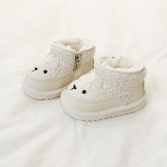 BRGZLK Baby Girls Ankle Boots Classic Cute Round Toe Comfort Warm Short Boot Kids Outdoor Shoes Newborn First Walkers Cozy Shoes Beige 2.5-3 Years