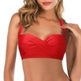 thumbnail image 2 of Prolriy Bikini Top Women Lace Up Bikini Top Push Up Swim Top Retro Bathing Suit Top Padded Swimsuit Top Swim Bras for Women Red XL, 2 of 7