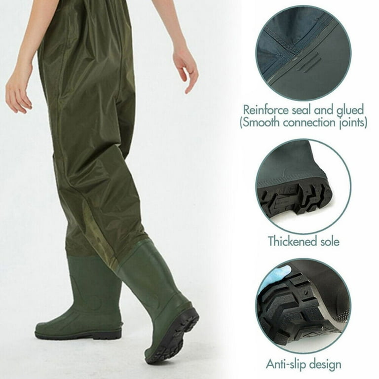 Chest Waders with Boots, 2-Ply PVC/Nylon Waterproof Hunting Waders,  Lightweight Durable Camo Hunting Fishing Waders