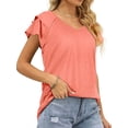 thumbnail image 6 of XCHQRTI Women's Ruffle Sleeve Shirts V Neck Flutter Short Sleeve Tunic Blouse Hollow Casual Top, 6 of 6