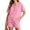Pink, variant on ZyeKqe Womens Summer Sets Button V Neck Short Sleeve Shirts Drawstring Elastic Waist Shorts Casual 2 Piece Workout Sets