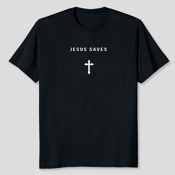 Je.sus Saves Cross Subtle Christian Minimal Religious Faith T-Shirt, Men's And Women's Graphic Tee 100% Cotton by TBun, Full Sizes S-5XL