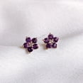 thumbnail image 6 of Natural Purple Amethyst & White Topaz Studs, 14K Solid Yellow Gold Stud Earrings, Amethyst Flower Shape Studs, February Birthstone Earrings, 6 of 9