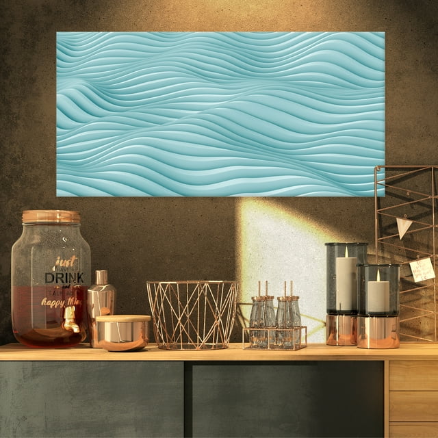 Fractal Rippled Blue 3D Waves - Contemporary Canvas Art Print