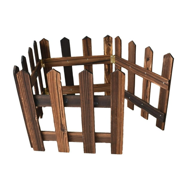 Valla de madera para jardín, 120 cm de largo, borde paisajístico. Marrón Alto 30cm