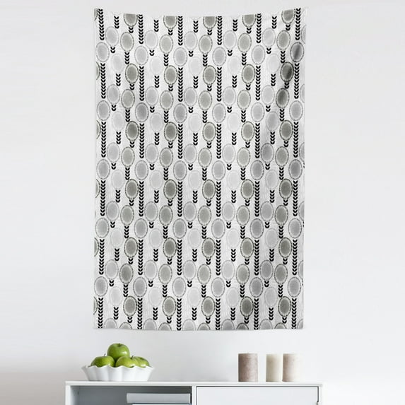 Floral Tapestry, Abstract Creative Doodle Style Blossoms and Striped Leaf, Fabric Wall Hanging Decor for Bedroom Living Room Dorm, 5 Sizes, Pale Grey White, by Ambesonne