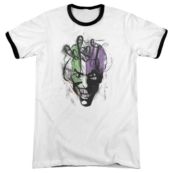 Batman Joker Airbrush Adult Ringer White Black