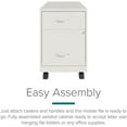 thumbnail image 4 of Space Solutions 18"D 2 Drawer Mobile Vertical Metal File Cabinet White, 4 of 16