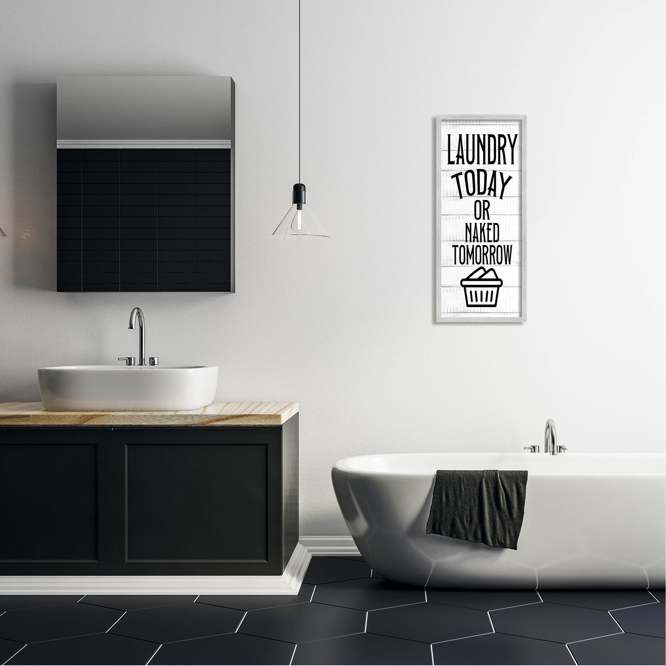 Stupell Industries Laundry Room Rustic Humor Typography Graphic Art Gray Framed Art Print Wall Art, Design by Kim Allen