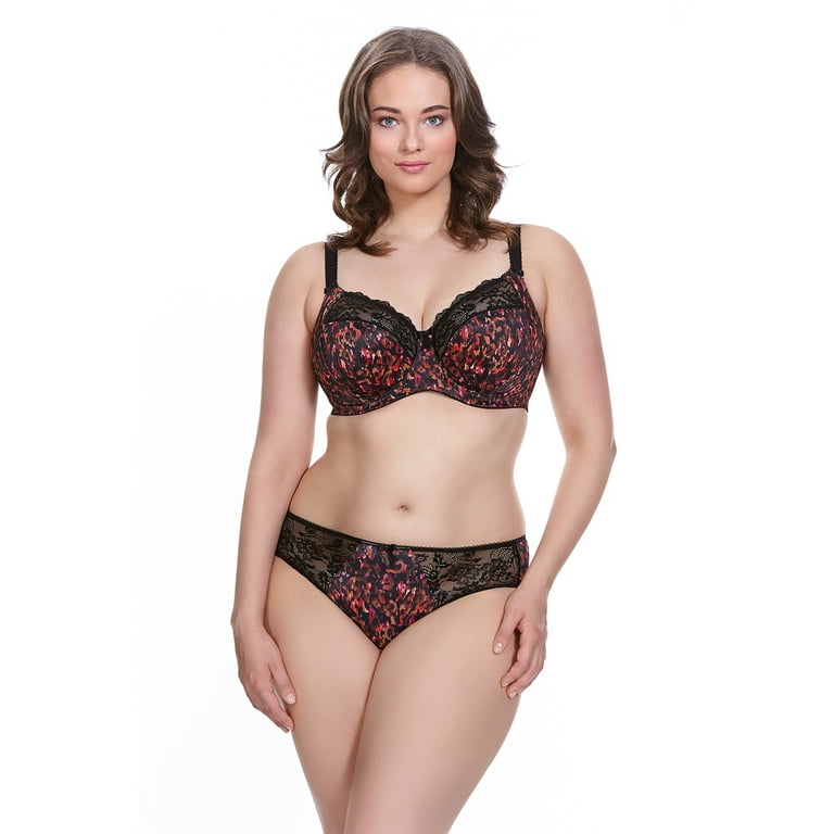 Elomi Womens Morgan Underwire Full Cup Stretch Lace Banded Bra, 36G, Ebony