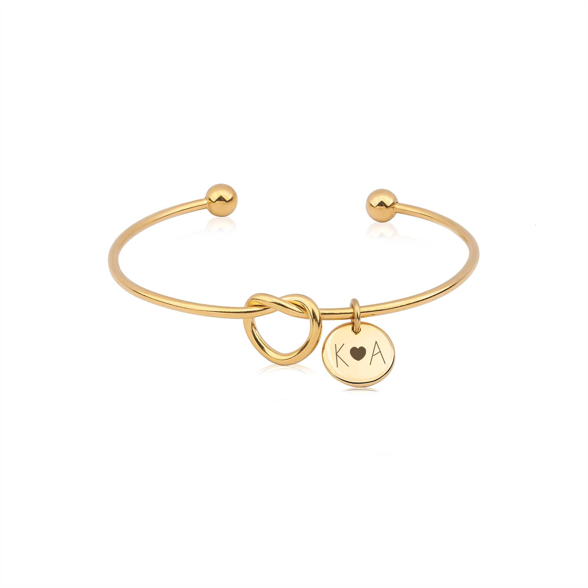 Bracelet with Charm for Women - Personalized Gold Knot Bracelet with Initial - Custom Charm Bracelet - Birthday Gift for Her