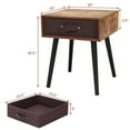 thumbnail image 3 of Costway Set of 2 Mid-Century Accent Bedside Table W/ Drawer Rustic Brown, 3 of 11