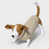 Cable Knit Turtleneck Dog Sweater - L - Cream - Boots & Barkley