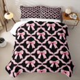 thumbnail image 2 of Erosebridal Cool Girls Bowknot Quilt Full, Princess Cartoon Full Bedspread Sets, Black Pink, 3 Pieces, 2 of 7