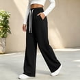 thumbnail image 4 of Dnhxils Womens Wide Leg Sweatpants with Pockets Casual Drawstring Pants Loose Trousers for Ladies Fall Fashion Outfits Black M, 4 of 7