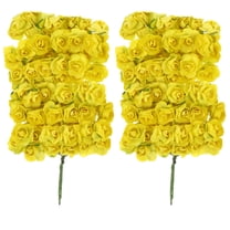 PENIKOKO Yellow Artificial Paper Rose Flowers for Decoration 144 Pieces Vivid Bouquet Adornments