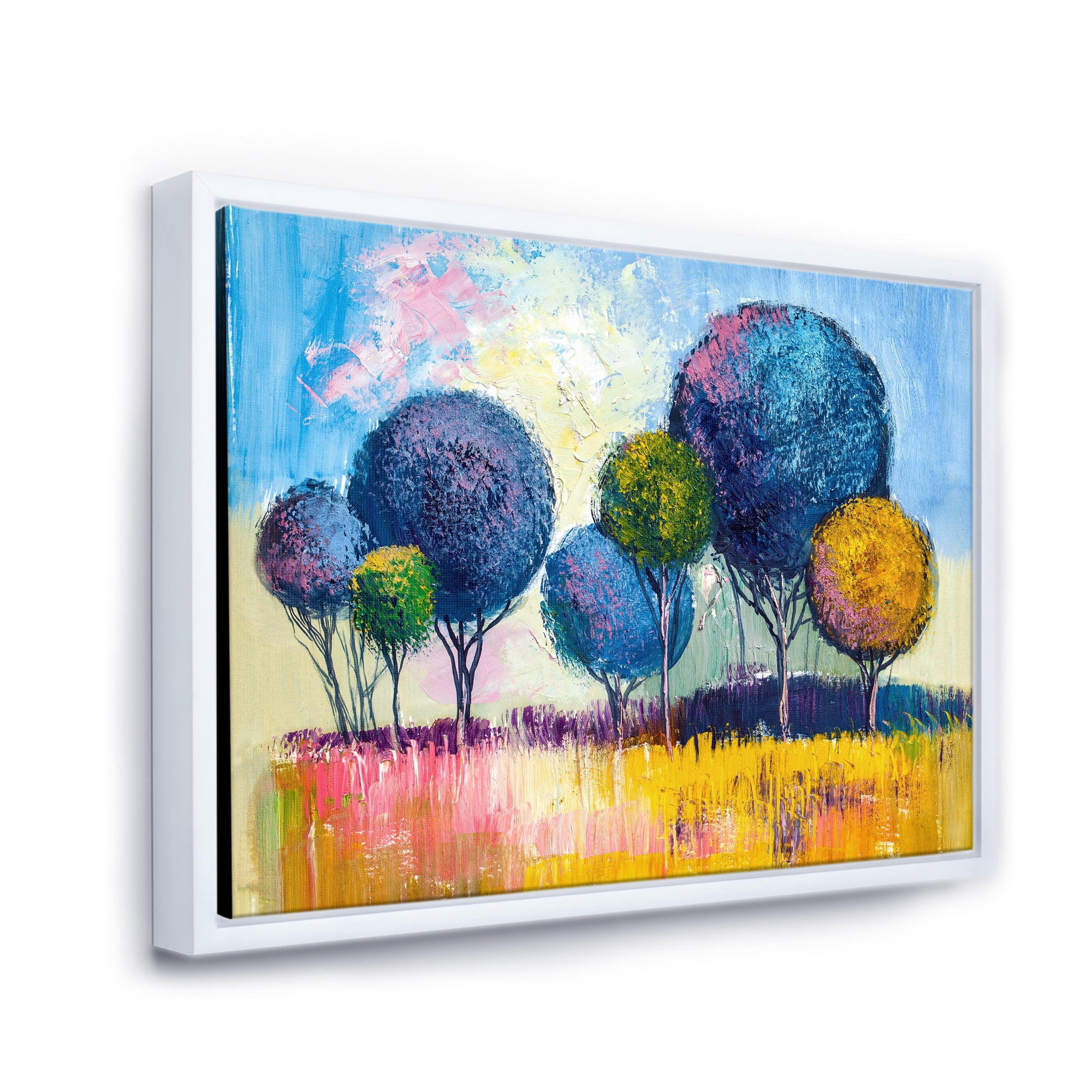 Designart 'Autumn Colorful Fantasy Trees III' Modern Framed Canvas Wall Art Print