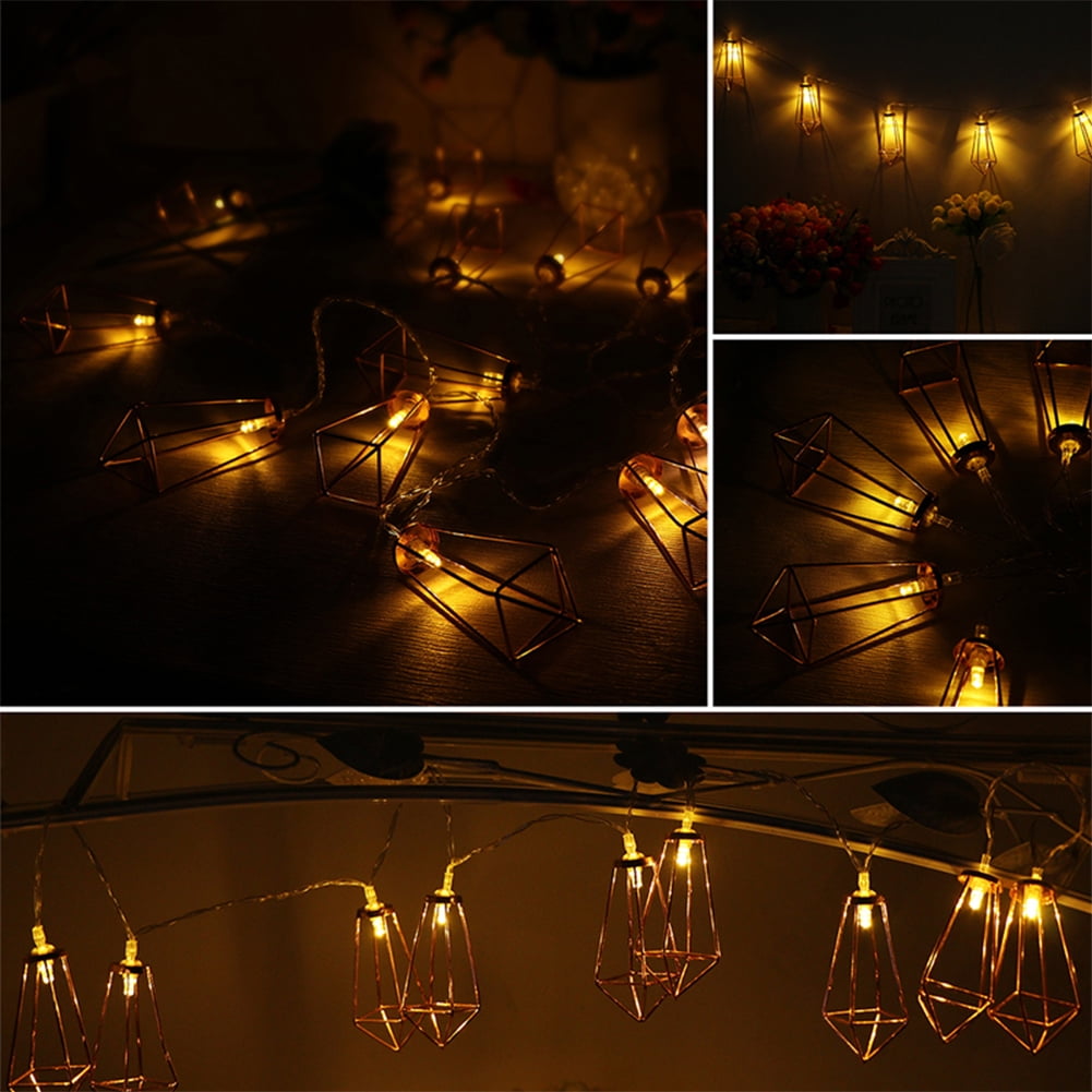 LED Rose Gold Diamond Fairy Lights Metal String Light Battery Operated