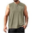 thumbnail image 2 of TKYCMSUAKI Summer Linen Shirts for Men Big and Tall Crewneck Sleeveless Tank Tops Loose Fit Solid Color Sports T-Shirts Casual Pullover Tees, 2 of 6