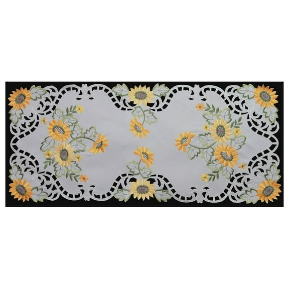 Table Runner 15x34 Embroidered Cutwork Dresser Scarf White 15x34" rectangular
