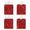 thumbnail image 2 of Naloa Red Glitter Tissue Box CoverLeather Tissue Holder Square Facial Tissue Case Facial Paper Organizer Dispenser for Bathroom, Vanity Countertop, Tabletop, Car, 2 of 8