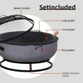 thumbnail image 2 of Afterglow Round Terrafab Wood Burning Fire Pit with Safe Spark Screen and Poker, Light Gray, 2 of 7