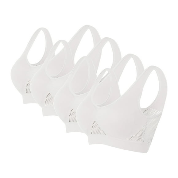 LOVZFMLL Bras for Women Women Seamless Sports Bra Wirefree Yoga Bra With Removable Pads White 42