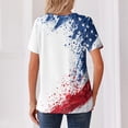 thumbnail image 4 of Women's Patriotic Star Print 250th Anniversary USA Shirt V-Neck Button Short Sleeve T-Shirts, 4 of 4