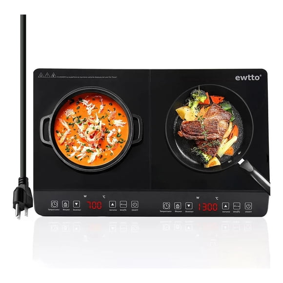 EWTTO Parrilla de Inducción de 2000W con 8 Niveles, Panel de Control Táctil y Superficie de Vidrio Cerámico, Cocina Rápida y Eficiente – ET-H8008
