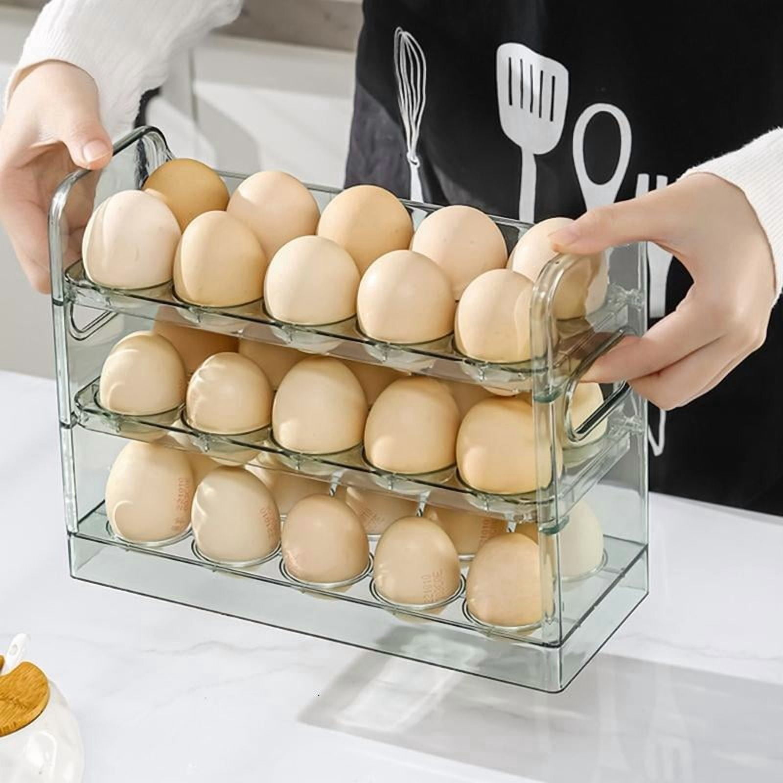 ANXPTIME 3 Layer Eggs Tray Organizers Keep Eggs Safe And Visible In Fridge