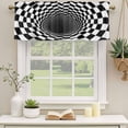 thumbnail image 2 of 2 Pack Valances for Window, 3D Optical Illusion Short Curtains for Kitchen Bedroom Living Room, Black White Checkered Plaid Visual Trap Rod Pocket Small Window Treatment Valance Drapes 42 x 12 Inch, 2 of 8
