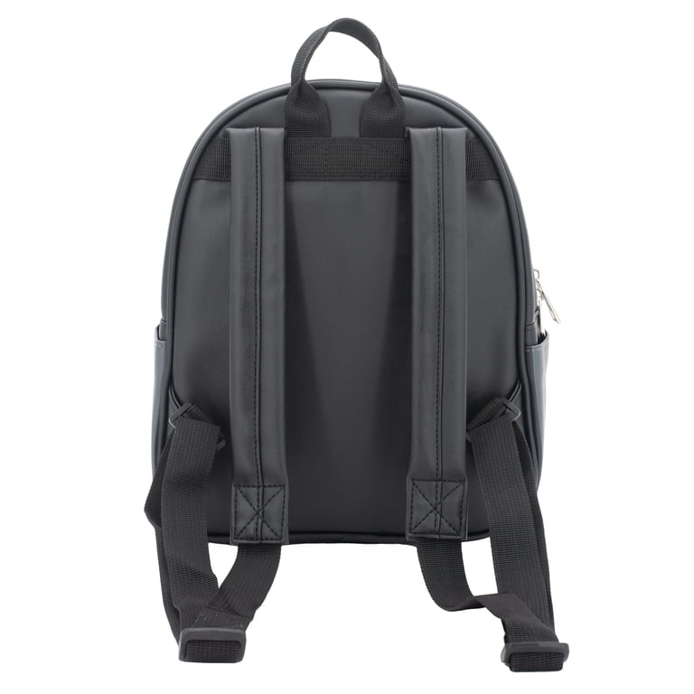 Faux Leather Vegan Mini Backpack with Adjustable Straps Small Vegan Leather Backpack: Chic Black Faux Leather Purse  main image 2