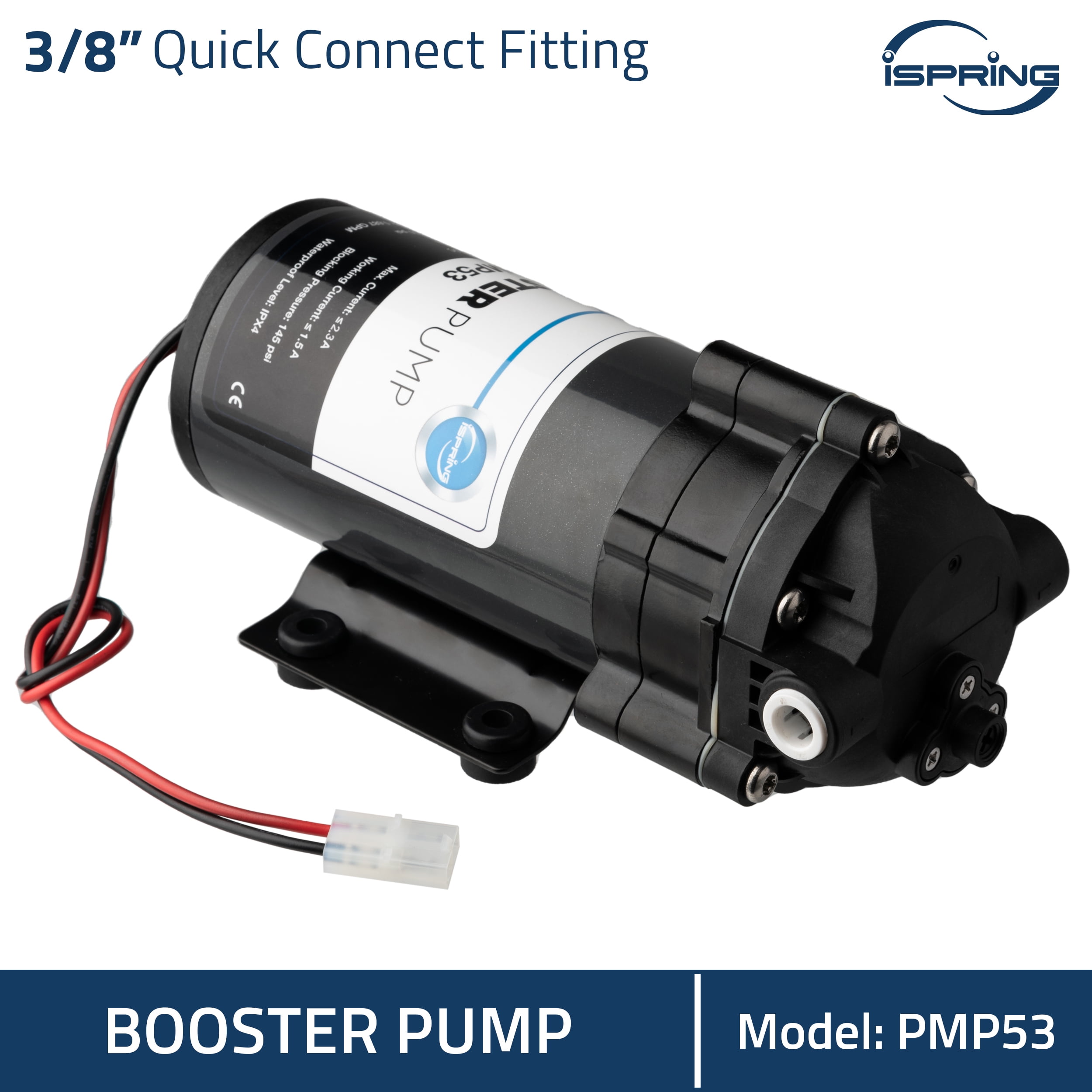 iSpring PMP53 Booster Pump for RCS5T Reverse Osmosis System, Replacement Pump for iSpring RCS5T, Upgraded Version of PMP500 with the Pre-wired Quick-Connection