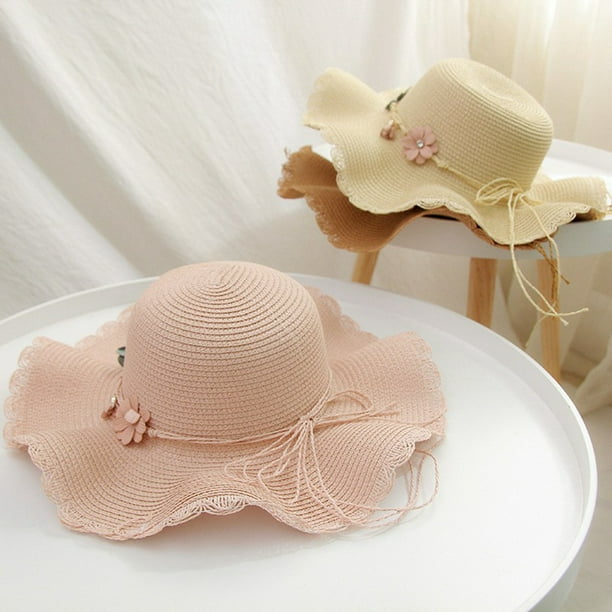 Straw Hat Wide Brim Fake Flower Decor Beach Sun Hat  display picture 3