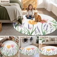 thumbnail image 6 of Area Rug 48in, Spring Tulip Flower Lavender Plant Floor Carpet Living Room Rug, Watercolor Leaves on White Non-Slip Welcome Mat Indoor Rugs for Bedroom Dining Room, 6 of 9