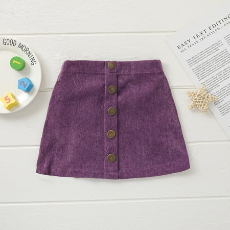 

One opening Summer Toddler Baby Girls Button Short Solid Corduroy Skirt 0-3T Khaki 0-6 Months