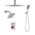 thumbnail image 4 of VEVOR Shower Faucet Set, 12 Inch Ceiling Mount Rainfall Shower System with 6 Inch Wall Mount Head and 4 in 1 Handheld Spray, Rotatable 3-Function Dual Rain Head Brass Valve & Trim Kit, Brushed Nickel, 4 of 9
