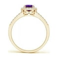 thumbnail image 2 of ANGARA Natural Oval Amethyst Split Shank Halo Ring in 14K Yellow Gold for Women (Size-7x5mm) | February Birthstone, Birthday, Anniversary, Jewelry Gift for Women | Natural Amethyst Ring, 2 of 8