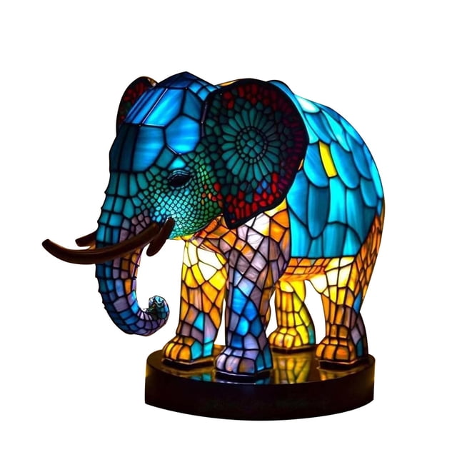 GROWTH TANK Animal Table Lamp Desk Lamp Handcrafted Night Light Stained Resin Table Lamp for Elephant