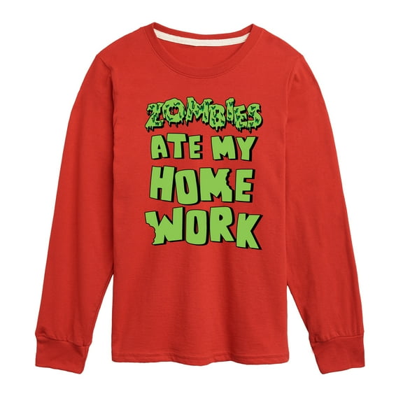 Instant Message - Zombies Ate My Homework - Toddler & Youth Long Sleeve Graphic T-Shirt