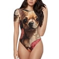 thumbnail image 1 of Balery Vintage Red Flower Chihuahua Body de cuello redondo de manga corta para mujer Tops de manga corta Tops básicos-X-Large, 1 of 7