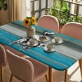 thumbnail image 3 of Farmhouse Wooden Grain Table Cloths for 6 Foot Rectangle Tables, Vintage Country Cow Pig Chicken Blue Patio Waterproof Elastic Fitted Tablecloths, Washable Rectangular Table Cover for Camping, 3 of 8