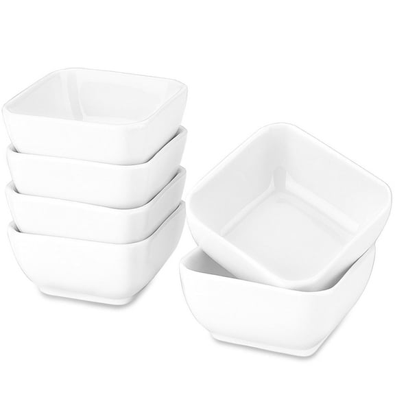 Delling 3 Oz Ceramic Dip Bowls Set, White Dipping Sauce Plates for Tomato Sauce, Soy, Dinner BBQ - Set of 6